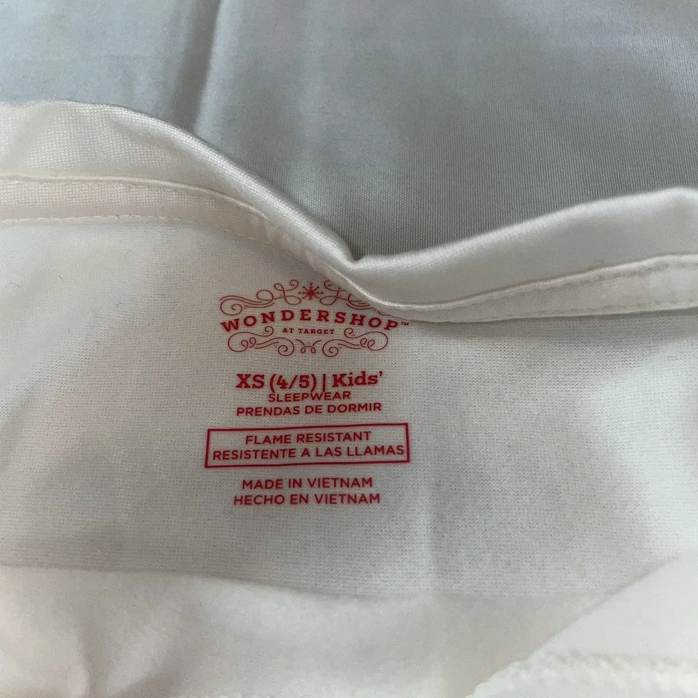 Wondershop Kids Sleigh What Holiday Pajama Shirt White XS 4/5 Recycled Polyester